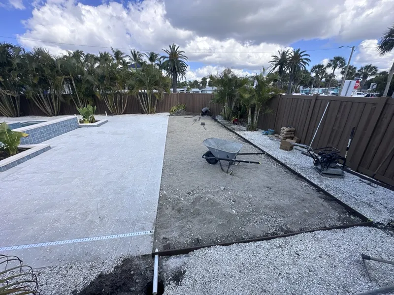 Paver and travertine hardscape by Master360 Services in Bradenton, FL