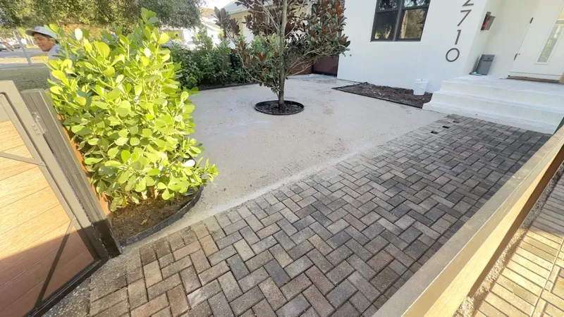 Paver and travertine hardscape by Master360 Services in Sarasota, FL