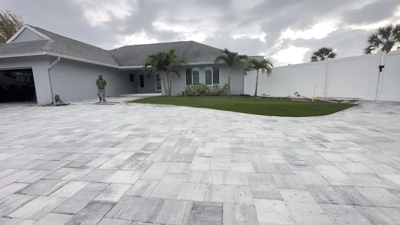 Paver and travertine hardscape by Master360 Services in Clearwater, FL